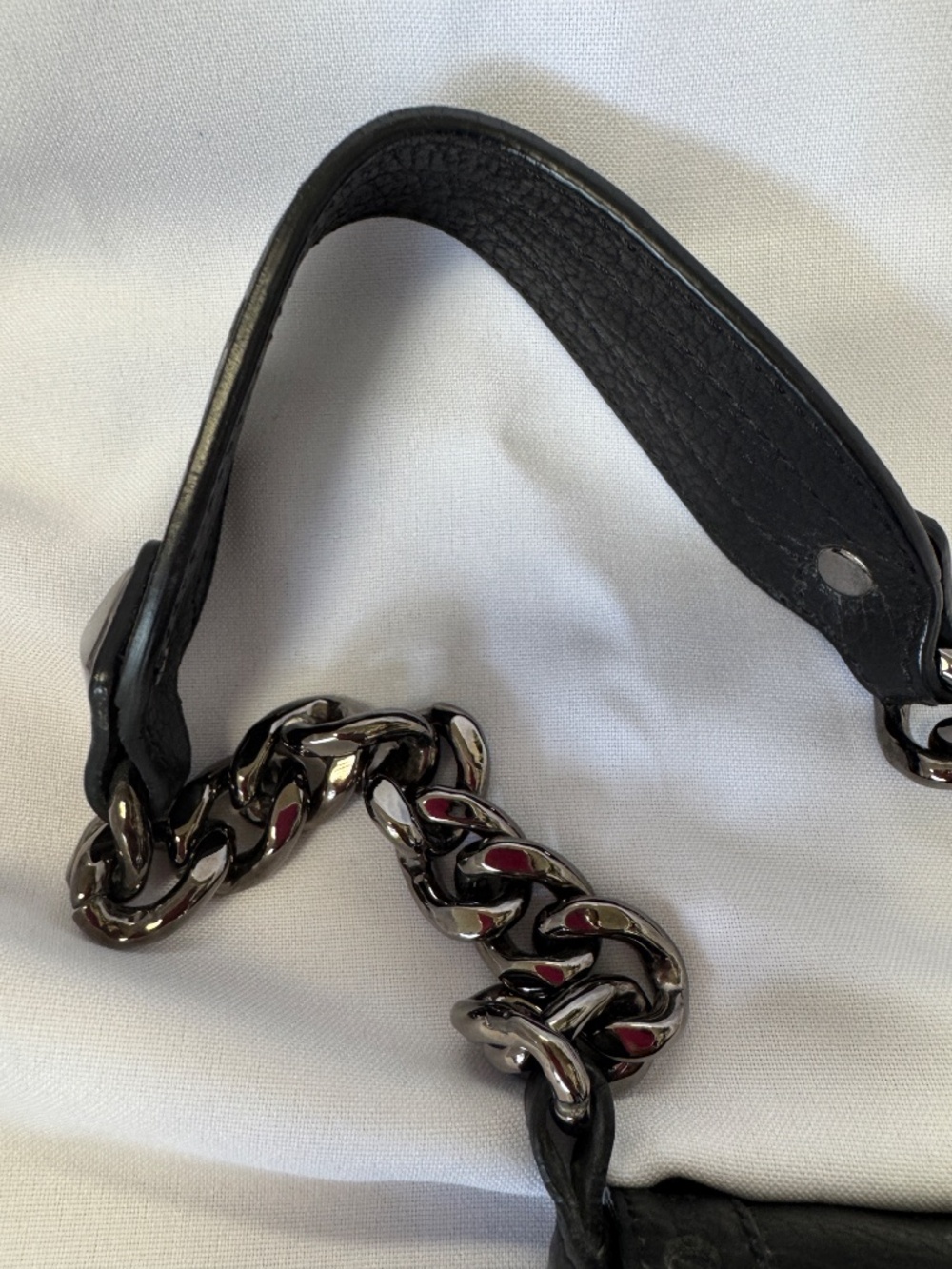Michael Kors Black Leather Studded Chain Mini Handbag Vintage - Picture 6 of 16